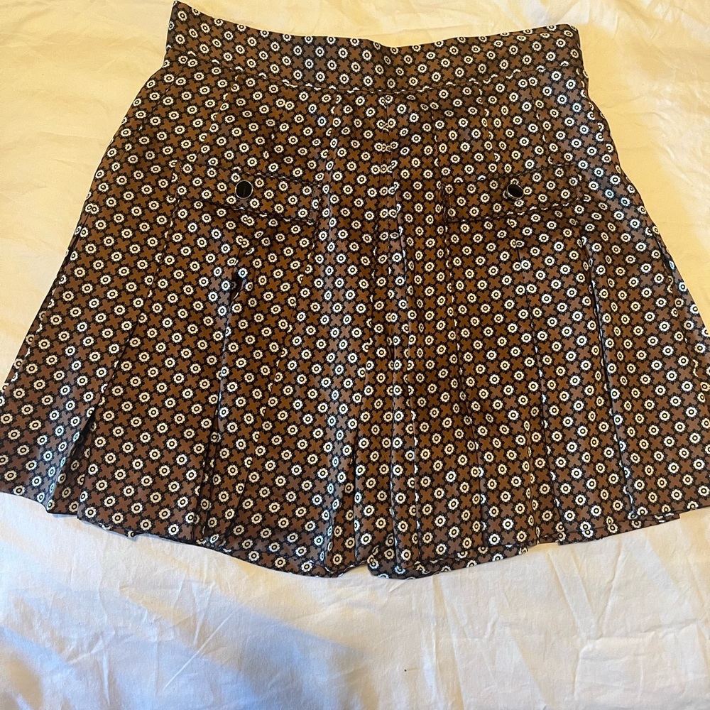 Sandro Brown and White Patterned skirt
